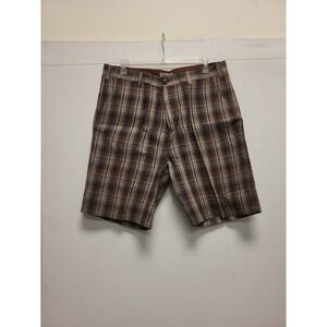 U.S. Expedition Plaid Shorts Mens Size 40 Brown Blue Casual Cotton Blend